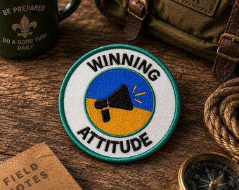 Winning Attitude Patch/Merit Badge/Scout Style Iron-On  Applique for Jackets, Backpacks & Camping Gear/Kids Patch/DIY Embroidery