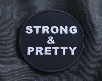 Strong & Pretty Patch thermocollant/à coudre avec appliqués Vêtement Sac à dos, Power Lifting, Strongman, CrossFit Musculation