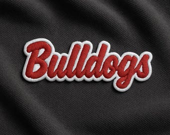 Bulldoggen Text Applikation Patch verschiedene Größen Team Name Anpassbare Farben/Sew-On Schule Text Aufnäher/Schule Maskottchen Farben