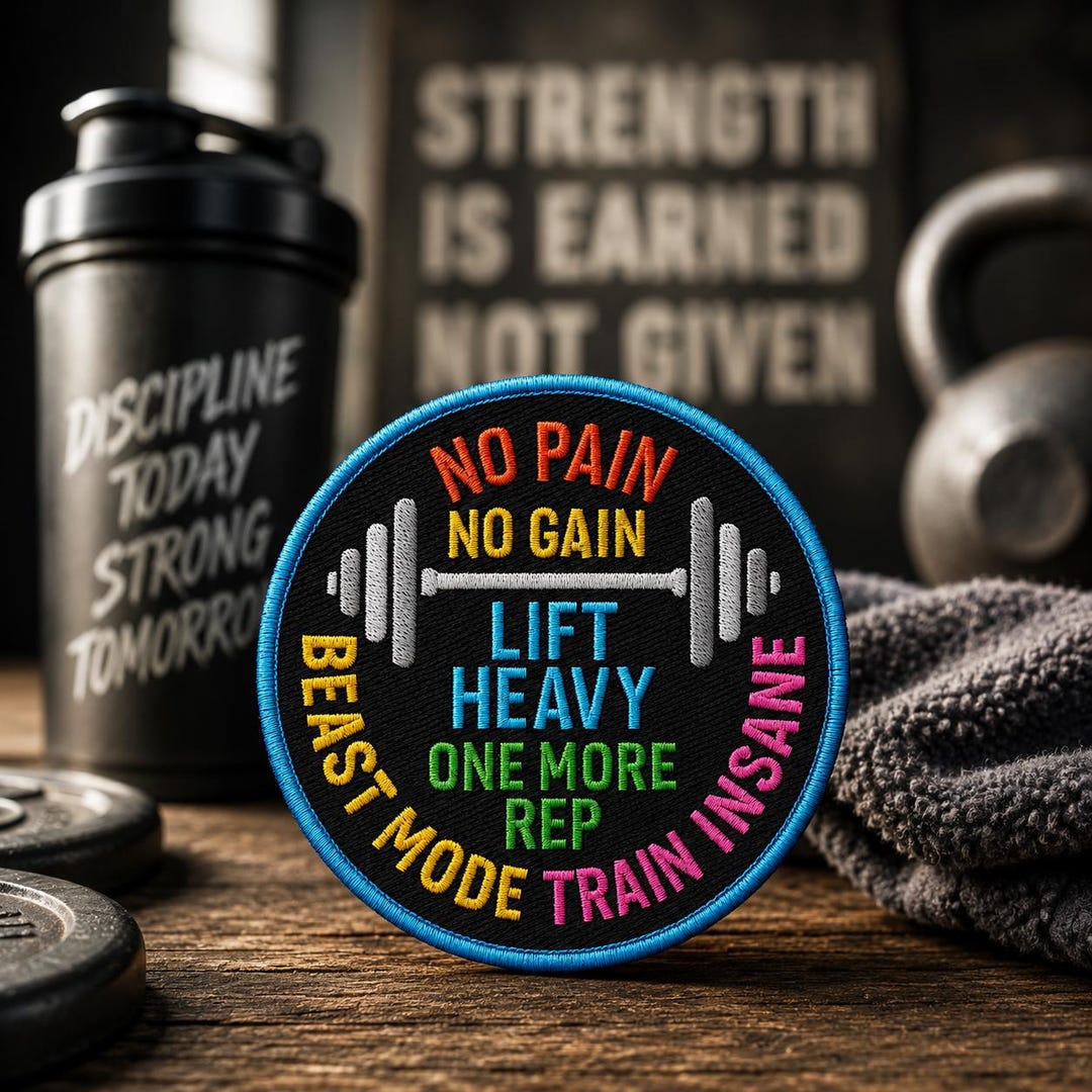 Fitness Motivation Patch No Pain No Gain Gym Iron-on or Sew-on Workout ...