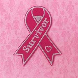 Écusson ruban rose/insigne survivant/écusson ruban de sensibilisation/cadeau de soutien au cancer du sein/écusson thermocollant/appliqué à coudre pour vêtements