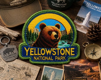 Iron-On Yellowstone Park Patch/Sew-On Applique for Jackets & Backpack/Clothing/Nature Badge/Hiking Patch/Camping Patch/Souvenir Gift