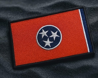 Tennessee State Flagge Patch DIY Aufbügeln / Aufnähen Premium Applikation Schulter Uniform Weste Jacke Biker Club Militärveteran Entdecker