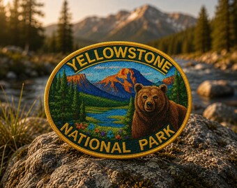Iron-On Yellowstone Park Patch/Sew-On Applique for Jackets & Backpack/Clothing/Nature Badge/Hiking Patch/Camping Patch/Wild Animals/Souvenir