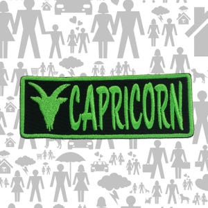 Capricorn Zodiac Sign Patch Embroidered Iron-On Badge for Clothing, Jackets, Vests, Backpacks, Horoscope Applique, Celestial, Constellation