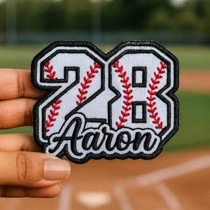 Personalized Baseball Name Patches, Custom Embroidered Baseball Number Patches Iron on/Sew on for Jackets, Backpacks, Baseball Name & Number