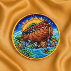 Noah’s Ark Patch/Bible Story Patch/Iron-On Patch/DIY Sew-On Applique for Jacket, Clothing, Faith Patches/Christian Patch/Sunday School Badge