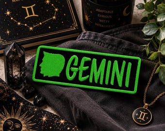 Parche del signo zodiacal Géminis / Parche termoadhesivo / Regalo de cumpleaños con temática astrológica / Símbolo de gemelos / Aplique para coser en ropa, chalecos, chaquetas, sombreros y mochilas.