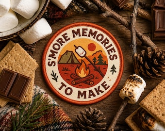 S'more Memories To Make Patch/Iron-On Patch/Merit Badge Scout Style/Hiking & Camping/Kids Patch/Sew-On Applique for Clothing Vest Backpack