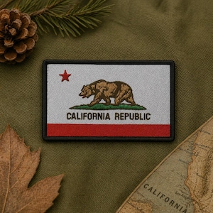 Parche de la bandera de la República de California / Parche termoadhesivo / Aplique para coser para uniforme, chaqueta, equipo / Recuerdo de viaje / Parche de motociclista / Club de motociclistas / Veterano militar