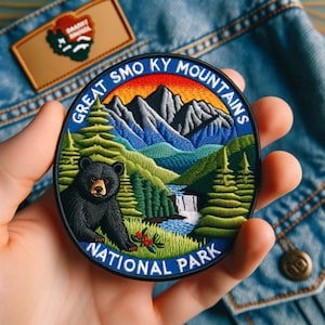 Great Smoky Mountains National Park Patch Iron-on/Sew-on DIY Applique Clothing Vest Jacket Cap, Decorative patches, Animal Badge, Nature