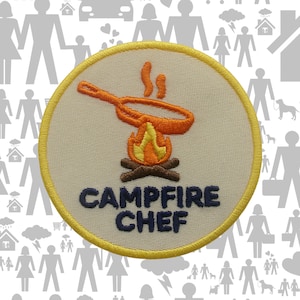 Campfire Chef Patch/Merit Badge/Scout Style Iron-On Embroidered Applique for Jacket, Backpack & Camping Gear/Kids Patch/Hiking Patch/Campers