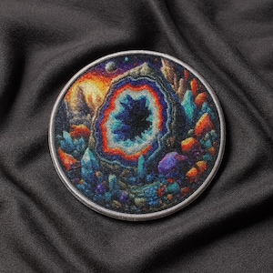 Geode Crystal Patch/Iron-On Applique for Jackets & Backpacks/Clothing/Hats/Colorful Rock Badge/Exploring Patch/Nature Badge/Geology Patch