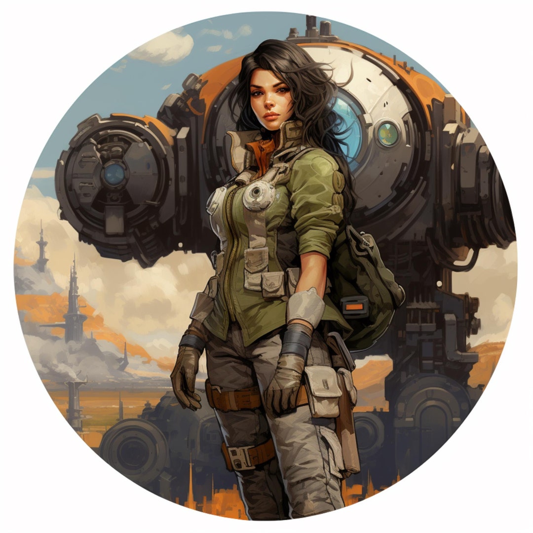 Girl & Mech Sticker Decal, Futuristic Decal, Fantasy Sticker for Truck ...