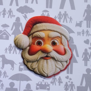 Santa Patch Iron-On Sew-On Jolly Holiday Applique for Jacket Backpack Vest Clothing, Christmas Tree Stockings, Gift Bag, Festive, North Pole