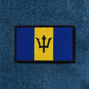 Parche termoadhesivo de la bandera de Barbados, para chaleco de uniforme de hombro, chaqueta, viajes, club de motociclistas, veterano militar y explorador.