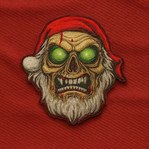 Zombie Santa Patch/Iron-On Patch/Scary Christmas Horror Patches/Sew-On Applique for Jacket Backpack Stocking, Creepy & Twisted Holiday Cheer