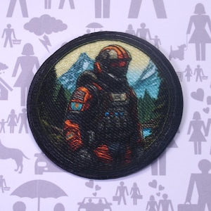 Space Soldier Patch Iron-On Sew-On Sci-Fi Armor Applique for Gamer Backpack Jacket Vest Cosplay Costume Tactical Battle Gear Warfighter