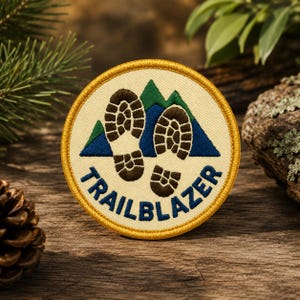 Trail Blazer Patch/Merit Badge/Scout Style/Iron-On Patch/Kids Patches/Nature Hiking/Sew-On Applique for Clothing, Vest/Jacket, Hat, Backpack