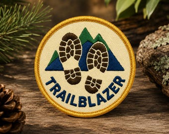 Trail Blazer Patch/Merit Badge/Scout Style/Iron-On Patch/Kids Patch/Sew-On Applique for Jackets, Backpacks & Camping Gear