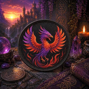 Fire Phoenix Patch/Iron-On Patch/Fantasy Patch/Sew-On Applique for Jacket, Backpacks/Medieval/Mythical Creature Gift/Legends & Myths Patches