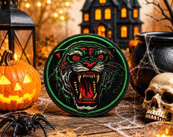 Roaring Tiger Patch/Iron On Patch/Zombie Patch/Horror Patch/DIY Sew On Applique for Halloween Costume, Backpack/Wild Animal Badge/Predator
