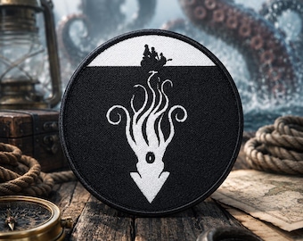 Kraken Sea Monster Logo Patch/Iron-On Patch/Paranormal Badge/Cryptid Myths & Legends/Sew-On Applique for Clothing Vest/Jacket Hats Backpack