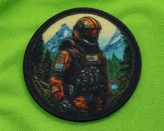 Space Soldier Patch Iron-On Sew-On Sci-Fi Armor Applique for Gamer Backpack Jacket Vest Cosplay Costume Tactical Battle Gear Warfighter