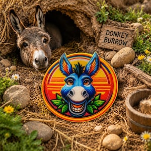 Donkey Patch/Iron-On Patch/Sew-On Applique for Jacket, Backpack, Clothing/Farm Life Patch/Horse Patch/Animal Patch/ Nature Patch/Funny Gift