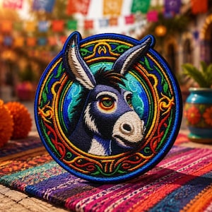 Donkey Patch/Iron-On Patch/Kids Patches/Decorative Crafts/Horses & Mules/Farm Animal/Sew-On Applique for Clothing, Vest/Jacket, Hat Backpack