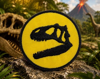 T-Rex Skull Patch/Iron-On Patch/Dinosaur Patch/Fossil Badge/Sew-On Applique for Jackets, Backpacks/Dino Logo/Paleontology Patch