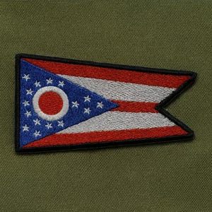 Parche de la bandera del estado de Ohio, termoadhesivo o para coser, ideal para uniformes, chaquetas, mochilas, hombreras, banderas y recuerdos.