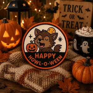 Werewolf Patch/Howl-O-Ween Patch/Kids Patch/Trick-or-Treat Patch/Halloween Patch/Iron-On Patch/Sew-On Applique for Jackets, Clothing, Spooky
