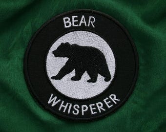 Bear Whisperer Patch/Iron-On Patch/Sew-On Applique for Backpack, Jacket/Nature Lover/ Outdoor Adventure/wild animal patch/hiking