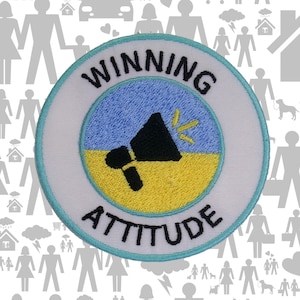 Winning Attitude Patch/Merit Badge/Scout Style Iron-On Embroidered Applique for Jackets, Backpacks & Camping Gear/Kids Patch/DIY Embroidery