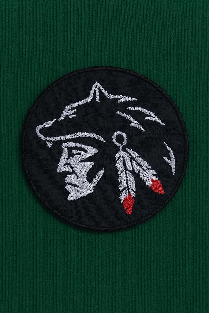 Comanche Patch/Dog Warrior Patch/Iron-On Patch/Native American Patch/Sew-On Applique for Backpacks, Hats/Tribal Symbol/Great Plains image 1