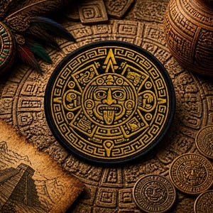 Aztec Empire Patch–Mesoamerican/Native American/Spanish/ Iron-On or Sew-On Badge for Backpacks Jackets & Outdoor Adventure Applique DIY