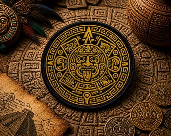 Aztec Empire Patch–Mesoamerican/Native American/Spanish/ Iron-On or Sew-On Badge for Backpacks Jackets & Outdoor Adventure Applique DIY