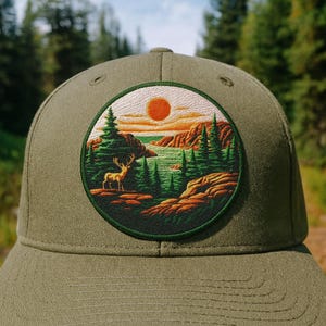 Iron-On Deer Buck Patch Sew-On National Park Applique for Backpack Vest Jacket, Outdoor Adventure, Nature Gift, Wildlife Decor