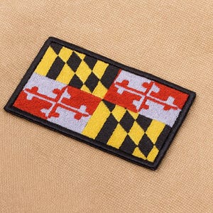 Parche de la bandera del estado de Maryland / Parche termoadhesivo / Aplique para coser para uniforme, chaqueta, equipo / Recuerdo de viaje / Parche de motociclista / Club de motociclistas / Veterano militar