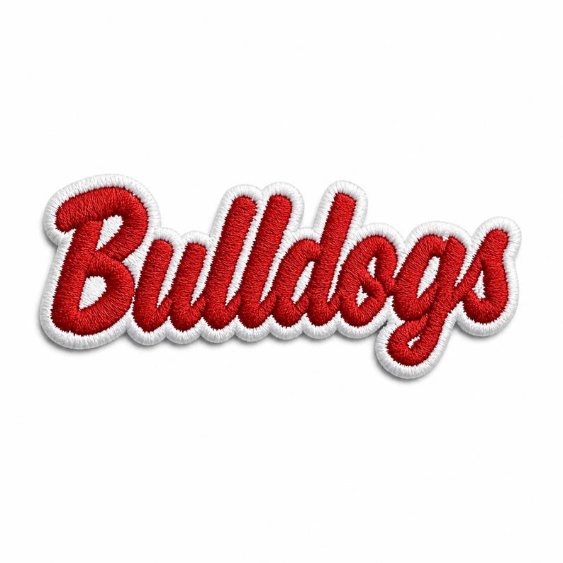 Bulldogs Lettering Bulldogs Text Applique Iron on Patch Various Sizes Team Name ...