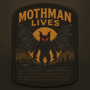 Iron-On Mothman Lives Patch/Paranormal Badge/Sew-On Applique for Backpacks & Jackets/Clothing/Cryptid Badge/Forest/Nature/Myths n Legends