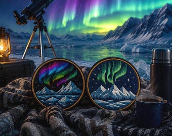 Northern Lights Glacier Patch/Iron-On Patch/Nature Badge/Outdoor Adventure Souvenir/Sew-On Applique for Clothing, Vest/Jacket, Hats Backpack