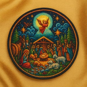 Nativity Scene Patch/Bible Story Patch/Iron-On Patch/Sew-On Applique for Jacket, Clothing, Faith Patches/Christian Patch/Sunday School Badge