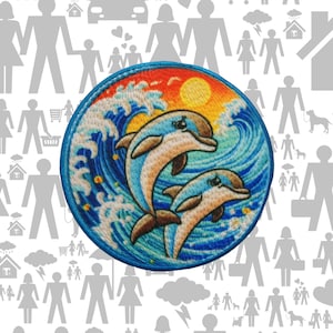 Dolphin Patch Embroidered Iron-On Sew-On Marine Animal Applique for Jackets Backpacks Vest Hat Bag – Scuba Diver Gift Beachwear Travel Badge