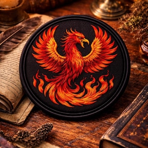 Unique Fire Phoenix Patch/Iron-On Patch/Fantasy Patch/Sew-On Applique for Jackets, Backpacks/Medieval/Mythical Creature Gift/Legends/Myth