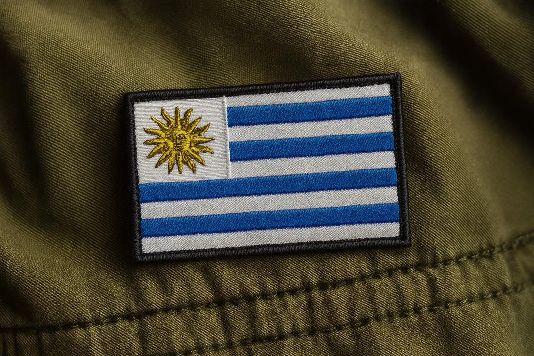 Toppa Termoadesiva E Da Cucire Con Bandiera Dell'Uruguay - Ricamo Sudamericano Per Camicie, Giubbotti E Zaini - 7,1 X 4,8 Cm - 5