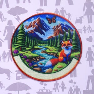 Red Fox Patch Embroidered Iron-On Sew-On National Park Applique for Backpack Vest Jacket, Outdoor Adventure, Nature Gift, Wildlife Decor