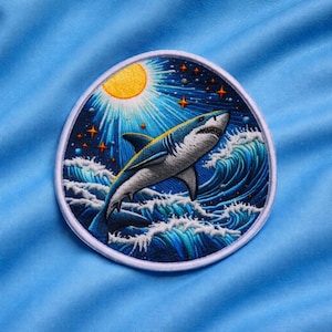 Shark Patch/Iron-On Patch/Scuba Diver Gifts/Sew-On Applique for Jackets/Vest Backpacks Clothing – Beach Souvenir Fun Vacation Coconut Girl