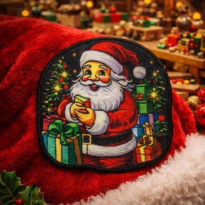 Naszywka z motywem Świętego Mikołaja, do naprasowania, do przyszycia, do kurtki, plecaka, kamizelki, odzieży, skarpet choinkowych, torby prezentowej, świątecznej, na Biegun Północny